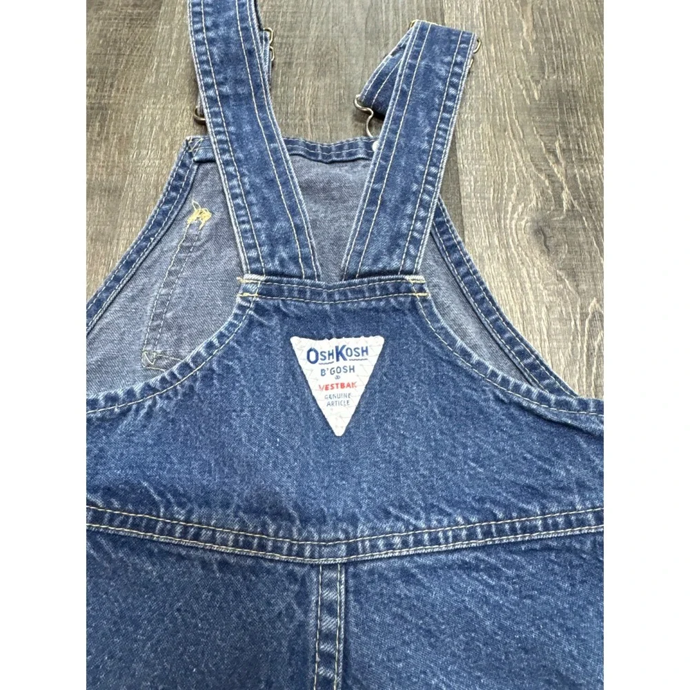 Vintage OshKosh Bgosh Kids Vestbak Denim Overalls Made in USA Blue Size 4
